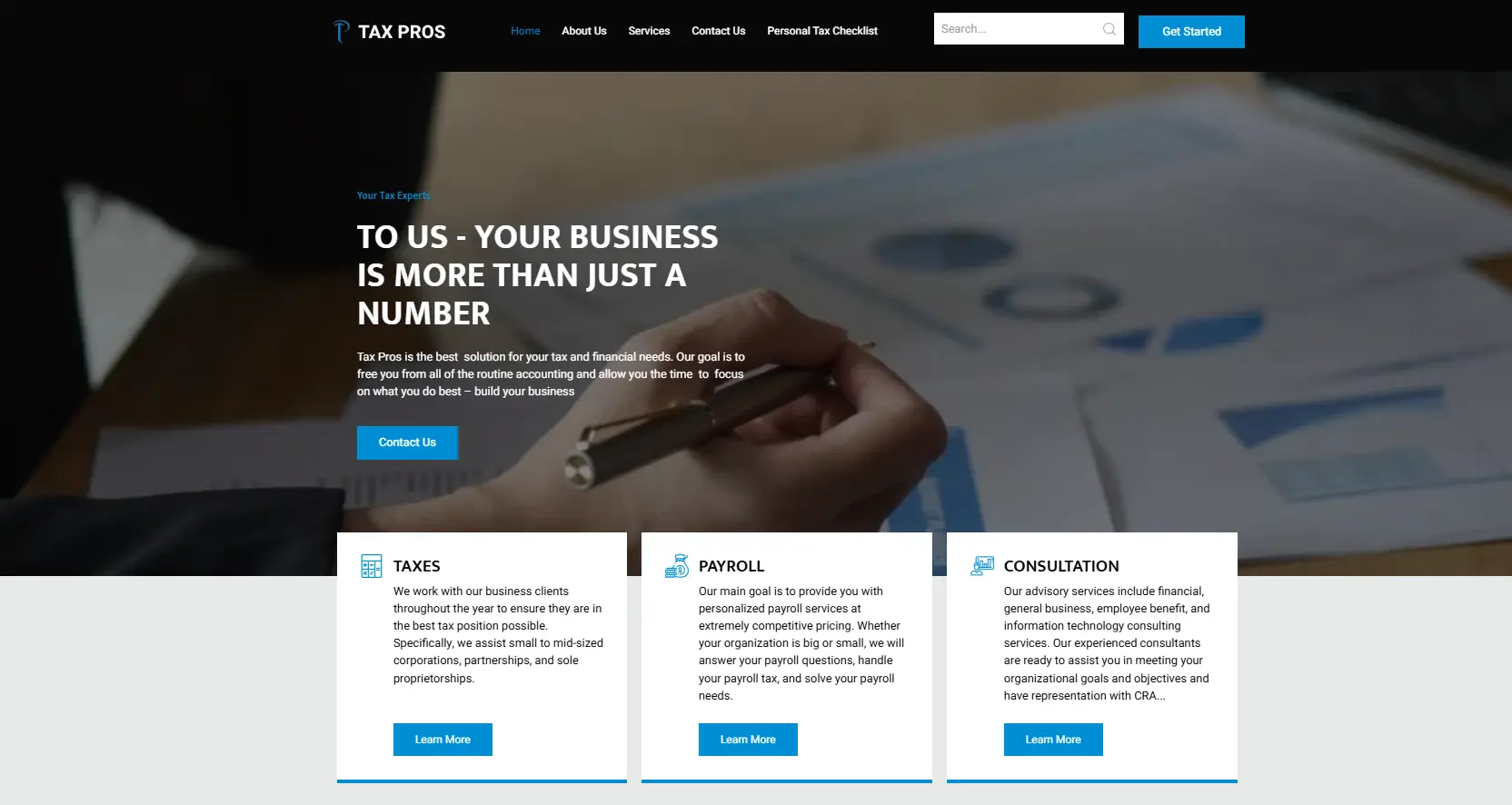 Tax Pros website design by WBW